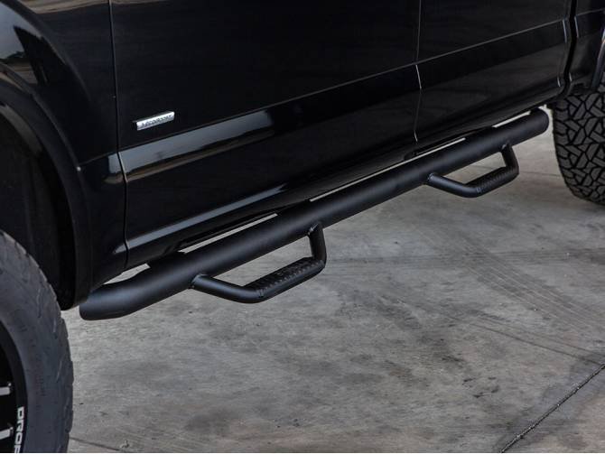 Black Cab Length Nerf Bars - Professional Grade Truck Steps